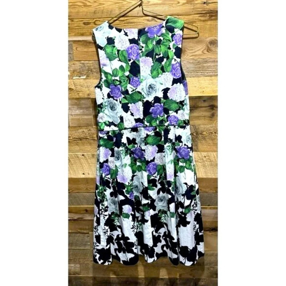 Talbots  X Oprah Floral Hydrangea Fit Flare Dress US8 Purple Green Wedding party - Picture 4 of 5